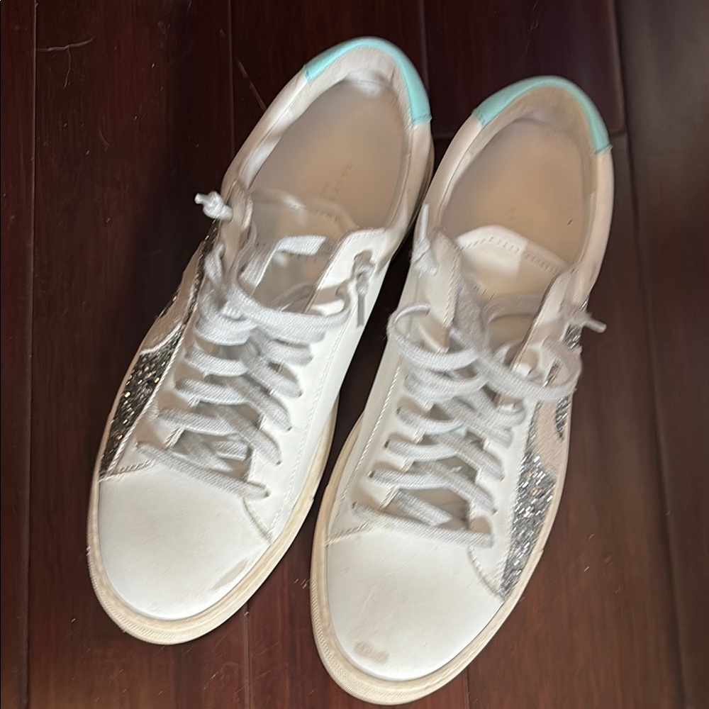 Oliver Cabell White Sneakers with Silver Accents